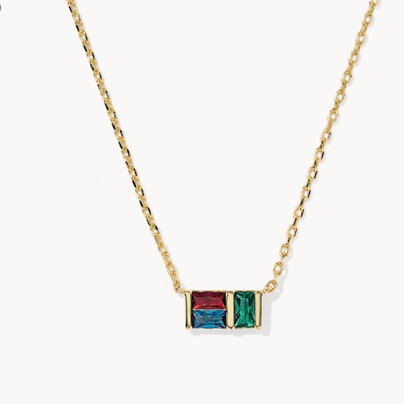 Kendra Scott Jamie Gold Short Pendant Necklace in Multi Mix - Picture 1 of 6